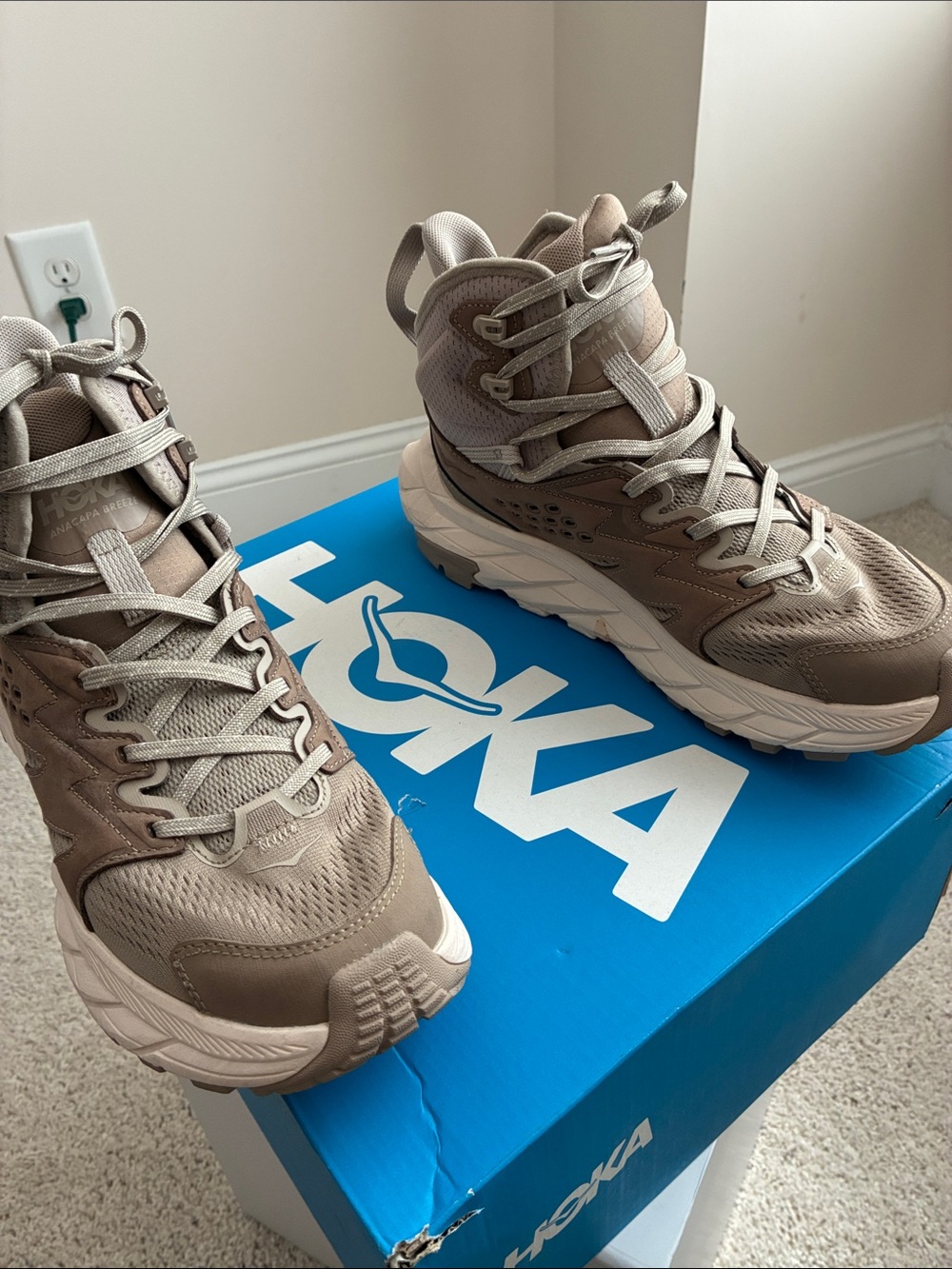 Hoka Women's Taupe High-Top Trail Sneakers